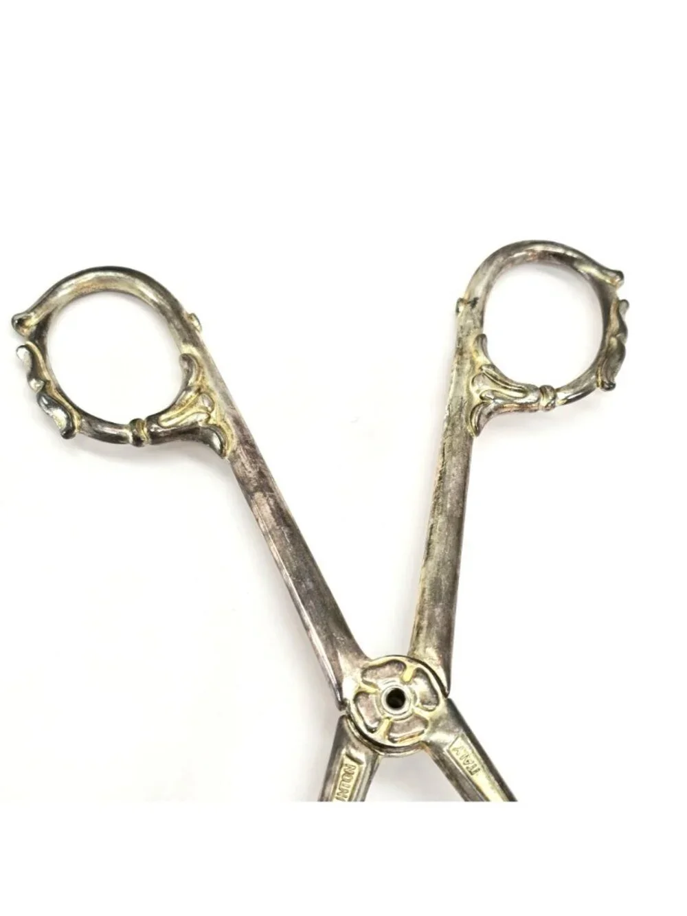 Vintage Taunton Italy Silver-Plated Pastry Tongs Scissor Style VL5061